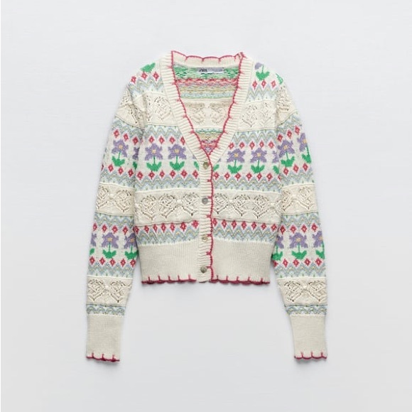 Floral Jacquard Knit Cardigan - Picture 2 of 3